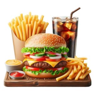 burger, fries and coca_cola